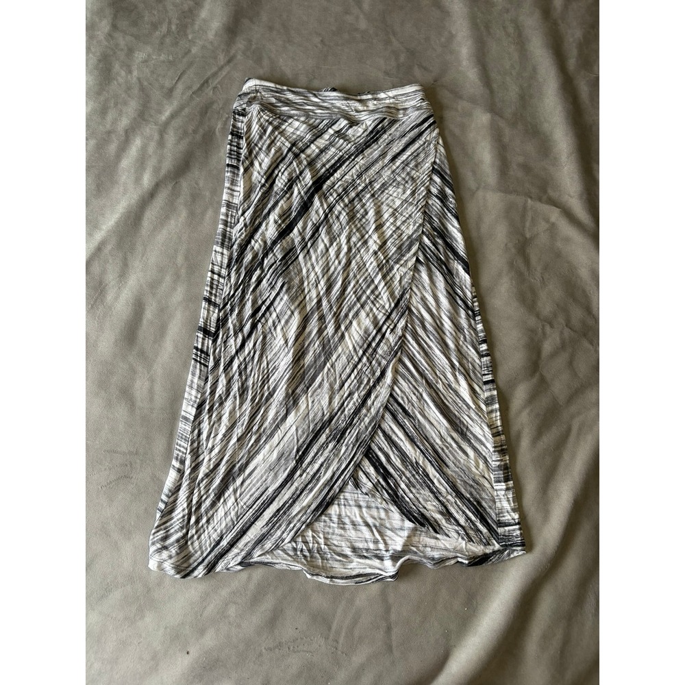 Vakini Womens Small Black White Abstract Print Crossover Tulip Hem Maxi Skirt